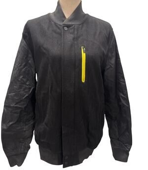 Nike Varsity Jacket Mens Medium Black Yellow Wool Blend Baseball Bomber GUC